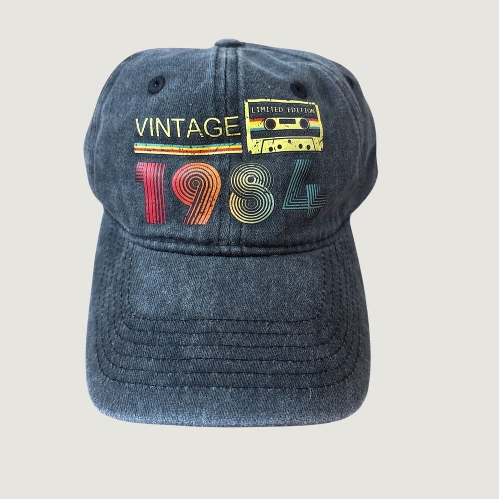 Baseball Cap Women Black Vintage 1984 Cassette Graphic SIZE OSFA